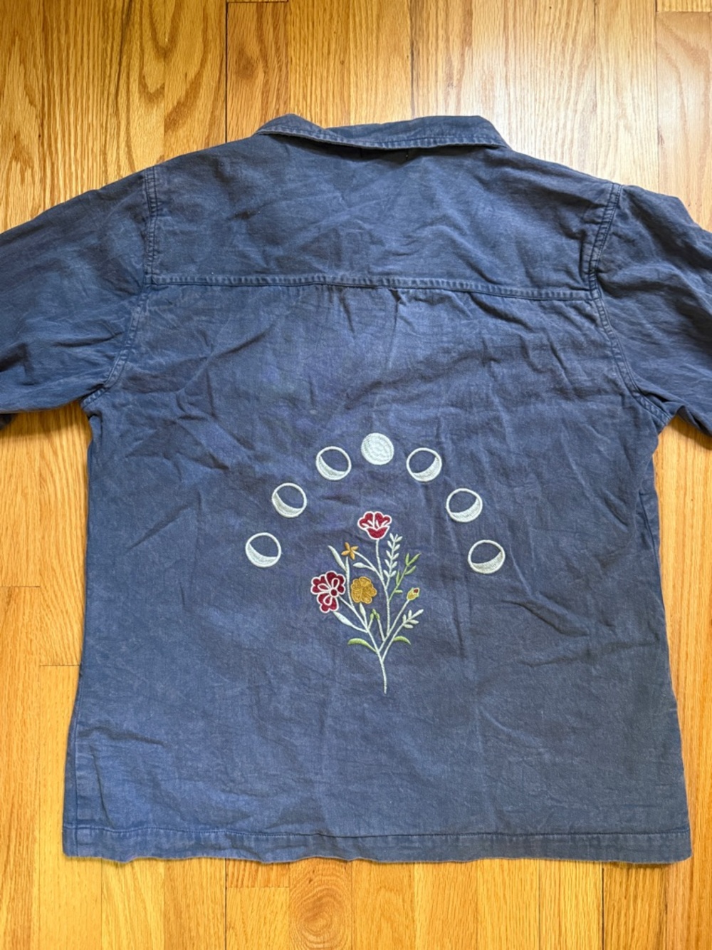 Earthbound Embroidered Navy Floral Shirt Chore Jacket